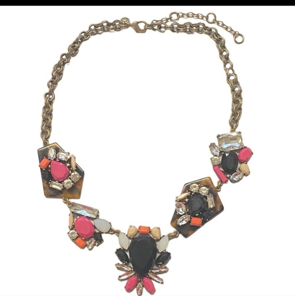 J Crew Statement Necklace with Faux Rhinestones, tortoise shell
